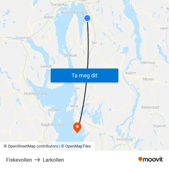 Fiskevollen to Larkollen map