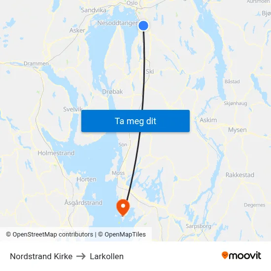 Nordstrand Kirke to Larkollen map