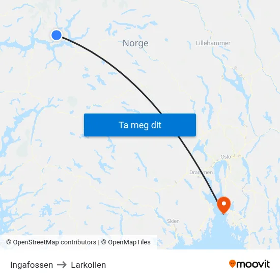 Ingafossen to Larkollen map