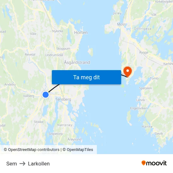 Sem to Larkollen map