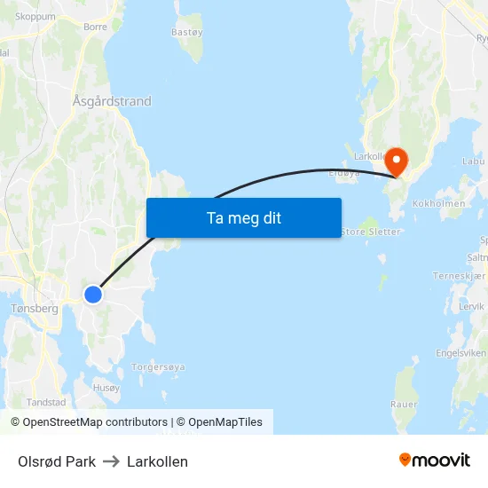 Olsrød Park to Larkollen map