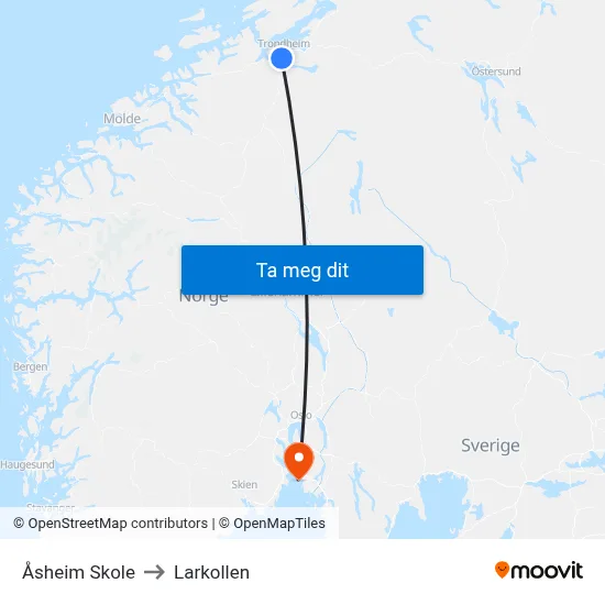 Åsheim Skole to Larkollen map