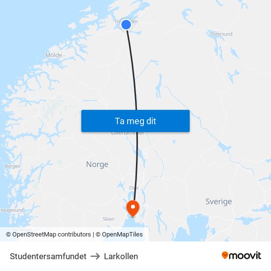 Studentersamfundet to Larkollen map