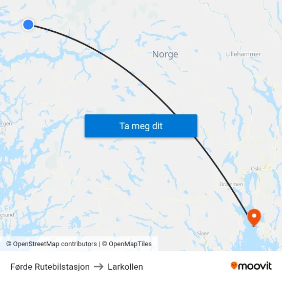 Førde Rutebilstasjon to Larkollen map