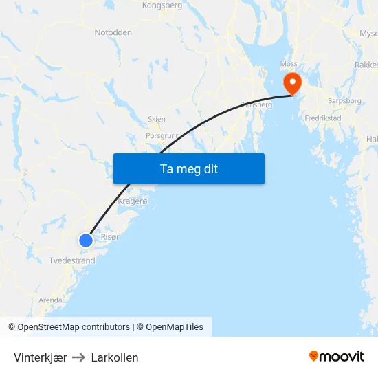 Vinterkjær to Larkollen map