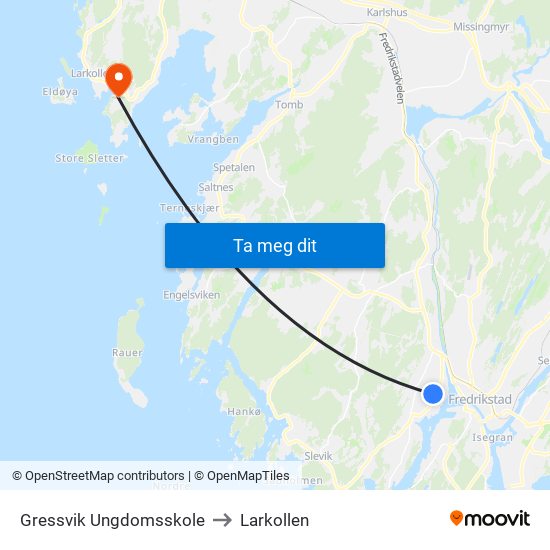 Gressvik Ungdomsskole to Larkollen map