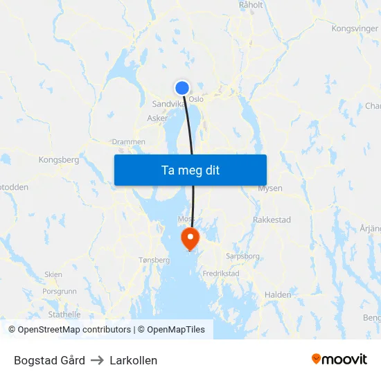 Bogstad Gård to Larkollen map
