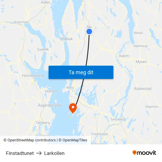 Finstadtunet to Larkollen map