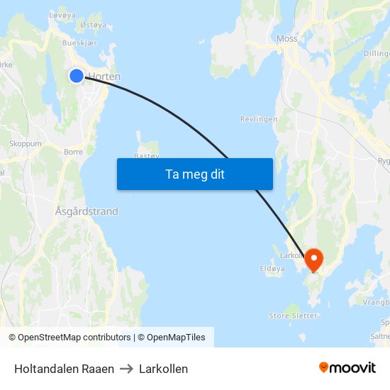 Holtandalen Raaen to Larkollen map