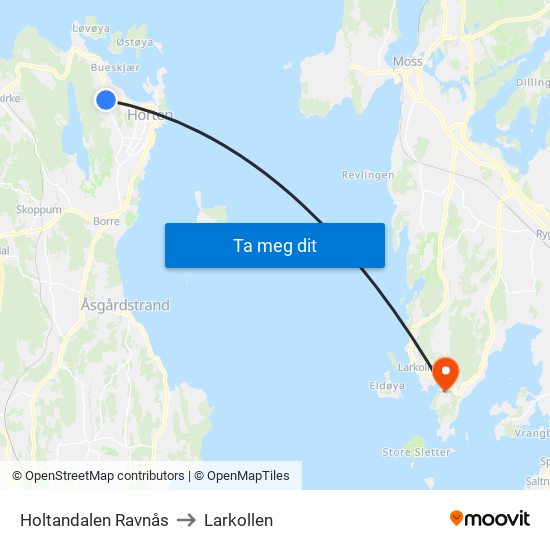 Holtandalen Ravnås to Larkollen map
