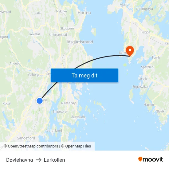 Døvlehavna to Larkollen map