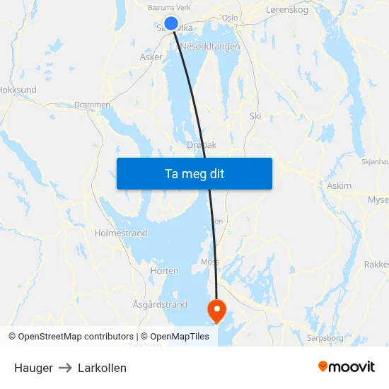 Hauger to Larkollen map
