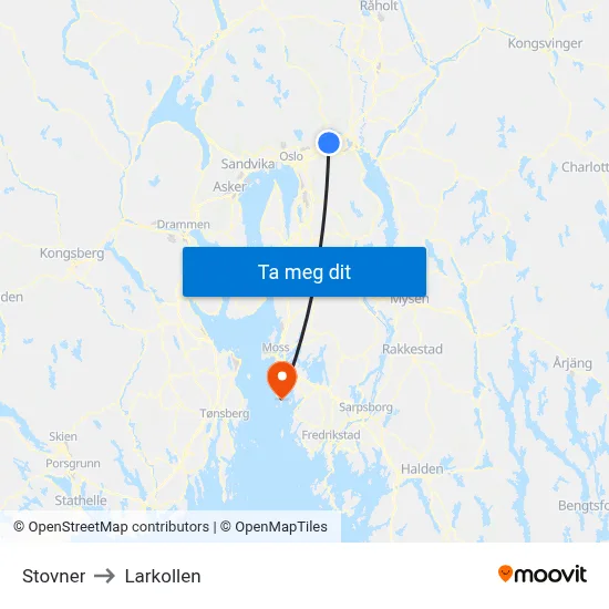 Stovner to Larkollen map