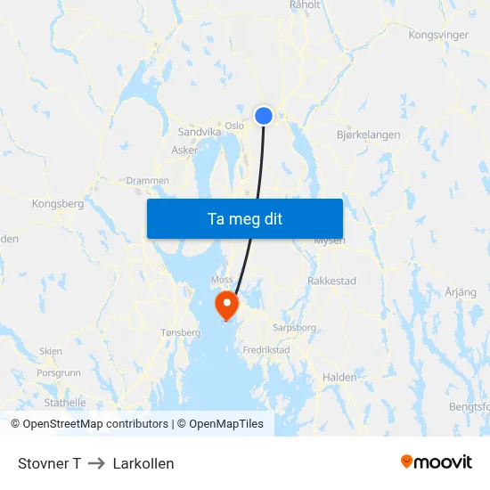 Stovner T to Larkollen map