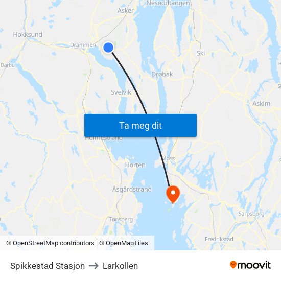 Spikkestad Stasjon to Larkollen map