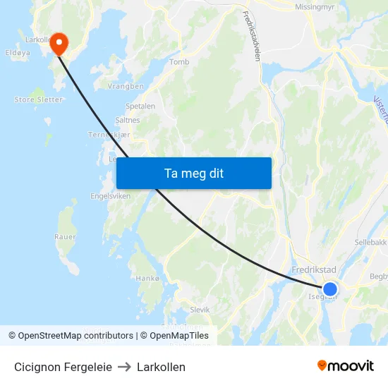 Cicignon Fergeleie to Larkollen map