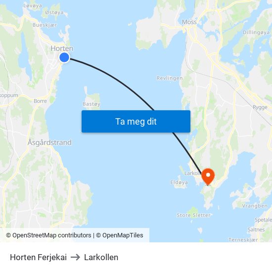 Horten Ferjekai to Larkollen map