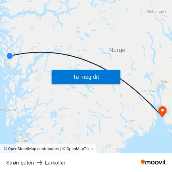 Strømgaten to Larkollen map