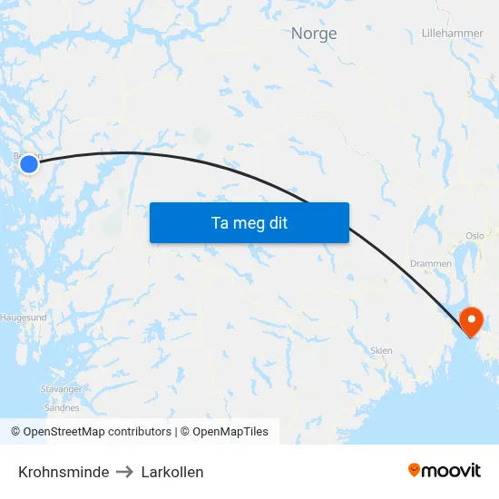 Krohnsminde to Larkollen map