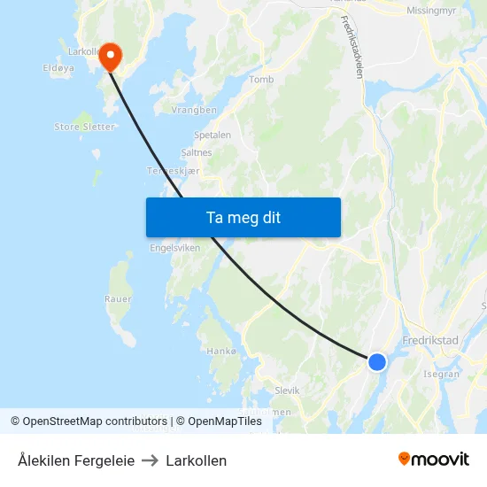 Ålekilen Fergeleie to Larkollen map