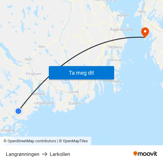Langrønningen to Larkollen map