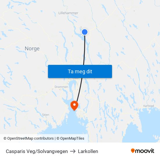 Casparis Veg/Solvangvegen to Larkollen map