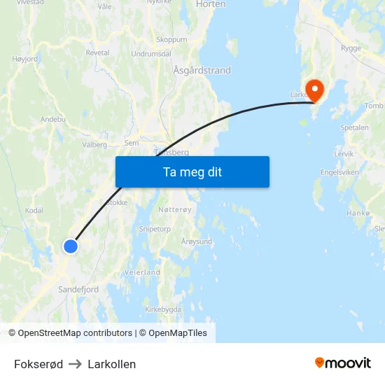 Fokserød to Larkollen map