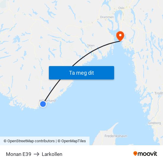 Monan E39 to Larkollen map