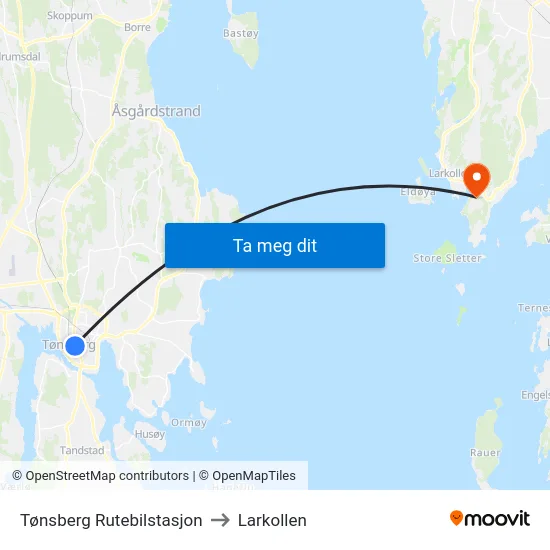 Tønsberg Rutebilstasjon to Larkollen map