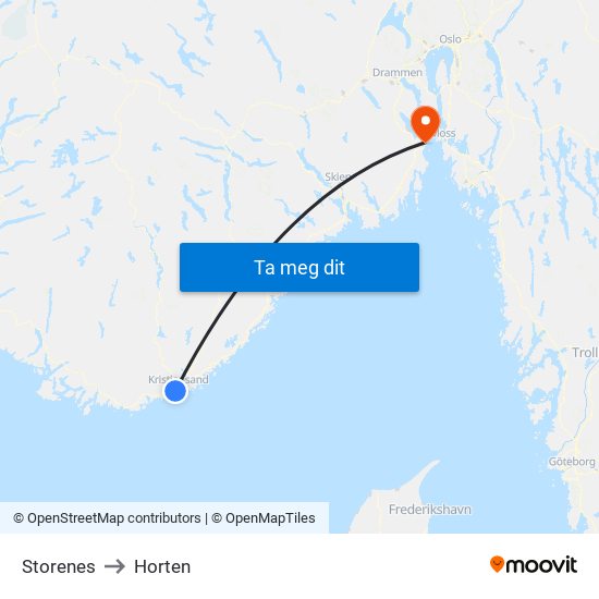 Storenes to Horten map