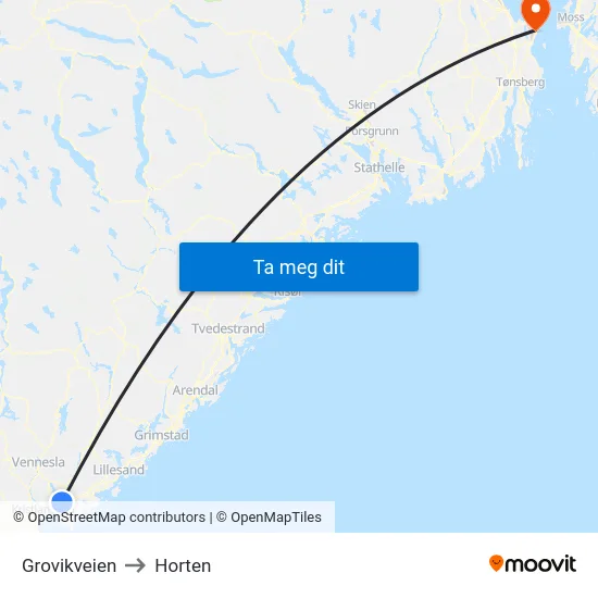Grovikveien to Horten map