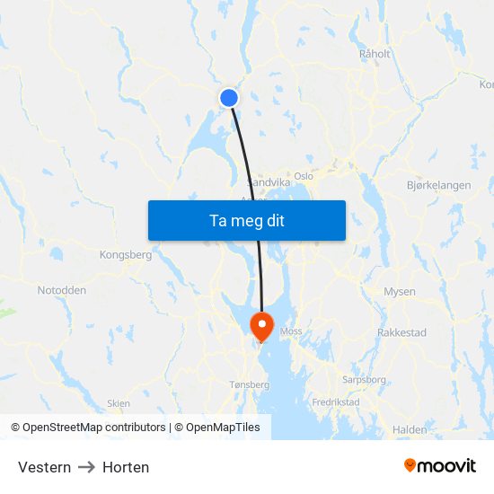 Vestern to Horten map