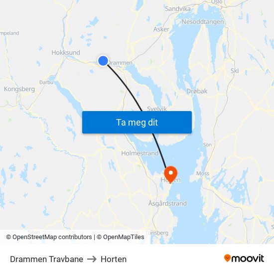 Drammen Travbane to Horten map