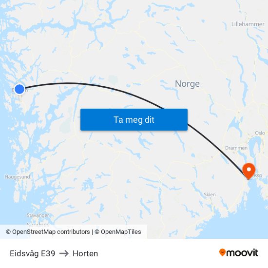 Eidsvåg E39 to Horten map
