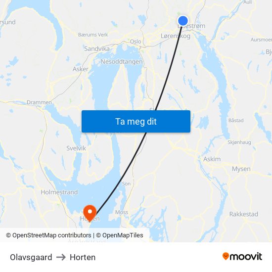 Olavsgaard to Horten map