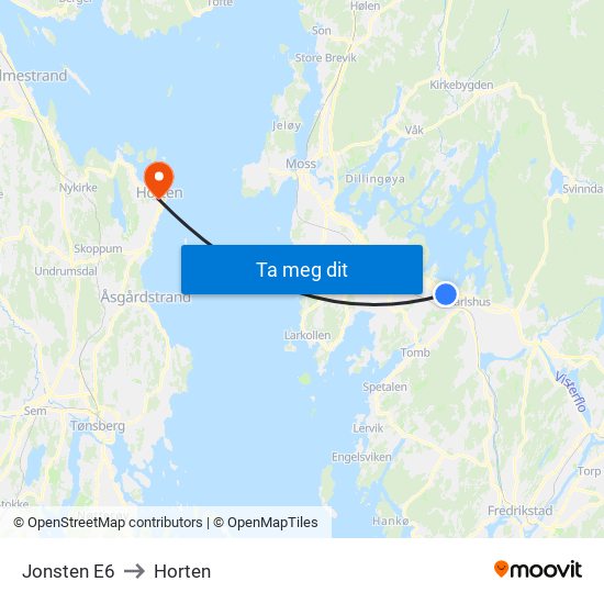 Jonsten E6 to Horten map