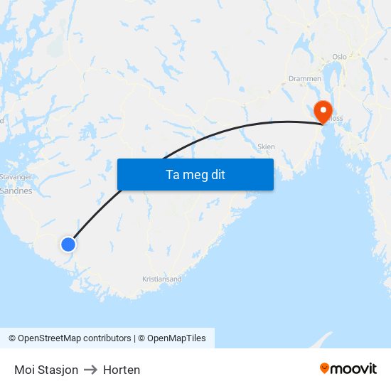 Moi Stasjon to Horten map