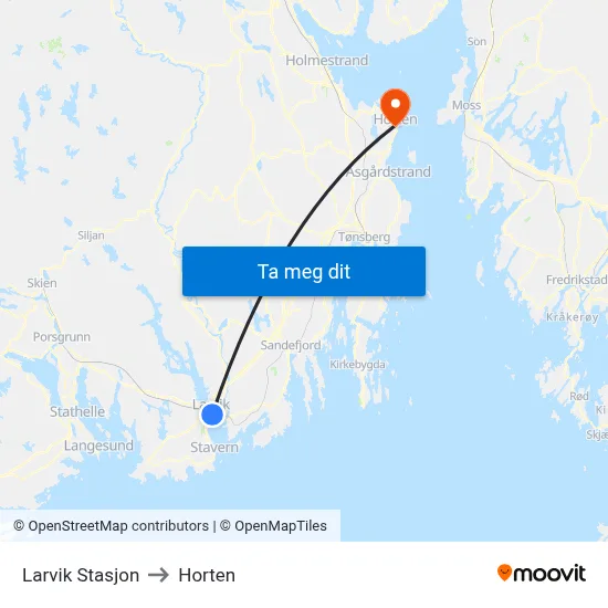 Larvik Stasjon to Horten map