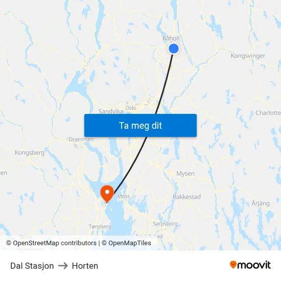 Dal Stasjon to Horten map