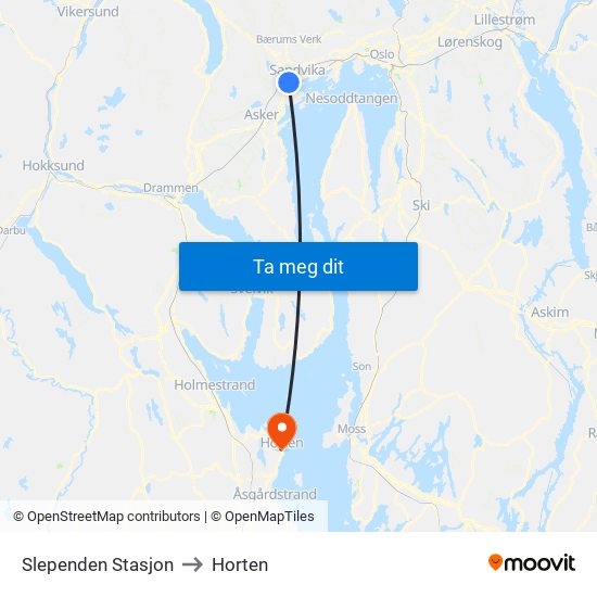 Slependen Stasjon to Horten map