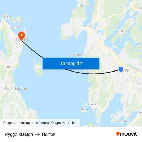 Rygge Stasjon to Horten map
