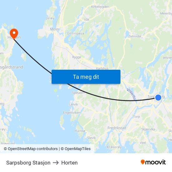 Sarpsborg Stasjon to Horten map