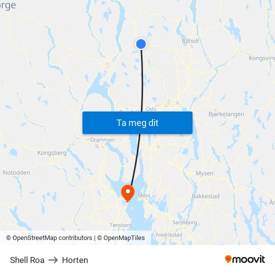 Shell Roa to Horten map