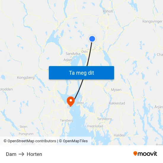 Dam to Horten map