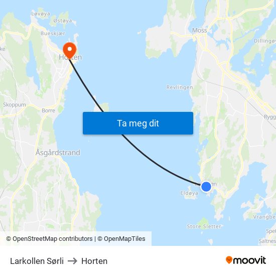 Larkollen Sørli to Horten map