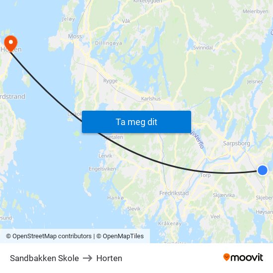 Sandbakken Skole to Horten map