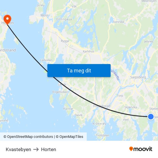 Kvastebyen to Horten map