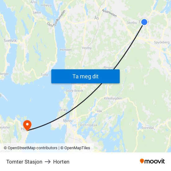 Tomter Stasjon to Horten map