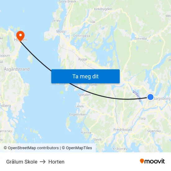 Grålum Skole to Horten map