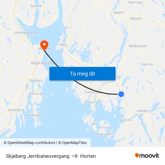 Skjeberg Jernbaneovergang to Horten map